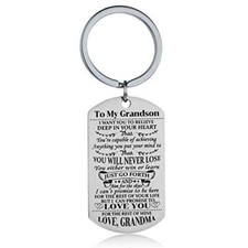 Grandson Keychain Key Ring Believe Inspirational Gifts from Grandma