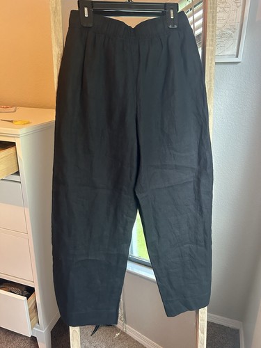 Joie Womens Wide Leg 100% Linen Black Pull On Casual Pants Size Medium - Picture 4 of 5