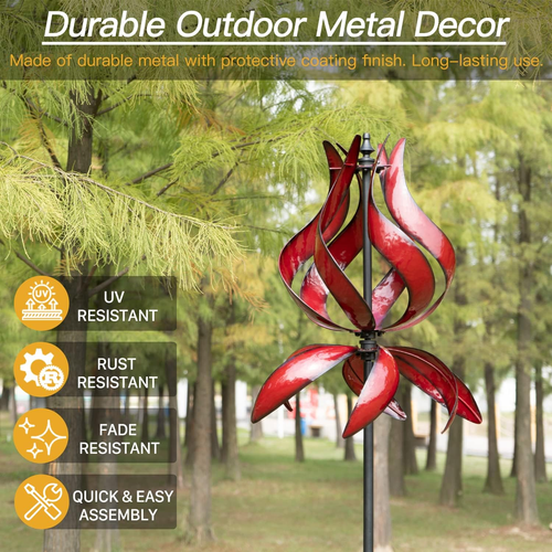 Yard Garden Wind Spinners - Large Outdoor Metal Wind Spinners with Stake, Yard A - Picture 2 of 9