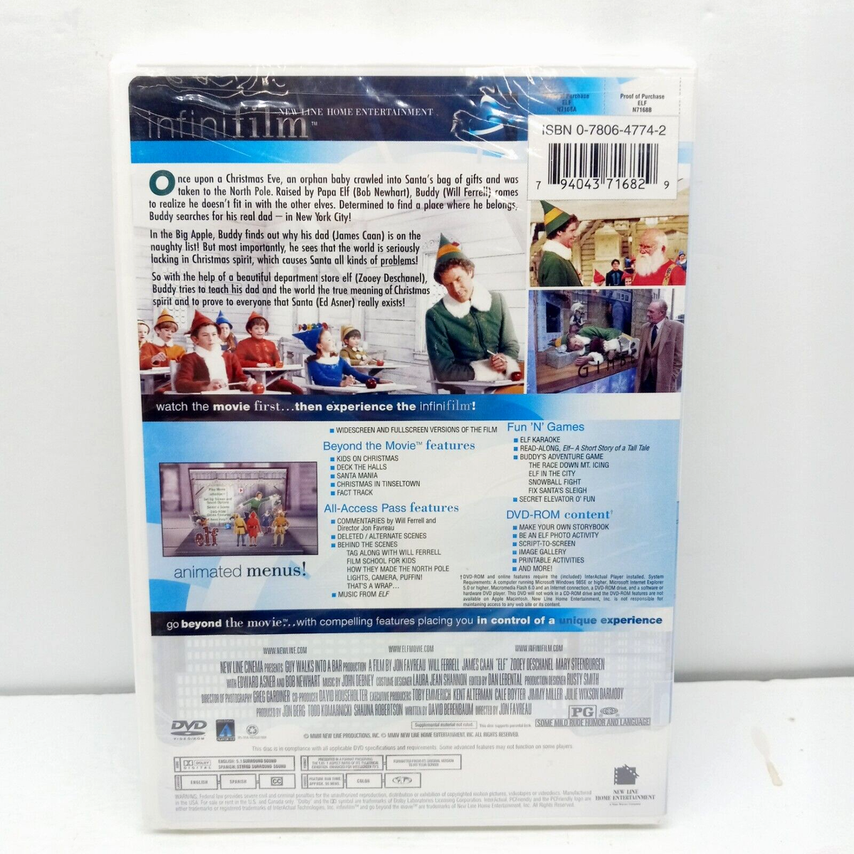 Elf (DVD) Will Ferrell New Line Cinema Christmas Film (New Sealed