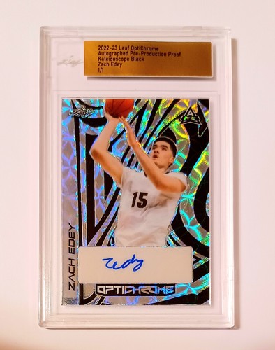 ZACH EDEY 1/1 Auto - 2022-23 Leaf Optichrome Autograph BLACK KALEIDOSCOPE PROOF