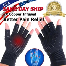 1 PAIR Copper Arthritis Compression Gloves Hand Support Joint Pain Relief USA