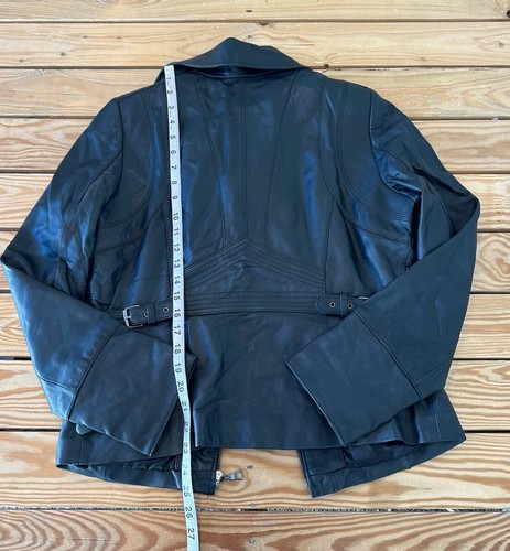 A New approach Women’s Lamb skin Zip Jacket Size M Black P9 - Picture 6 of 8