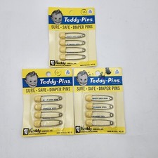 3 VINTAGE Reddy NEW BABY NOVELTY DIAPER PINS YELLOW