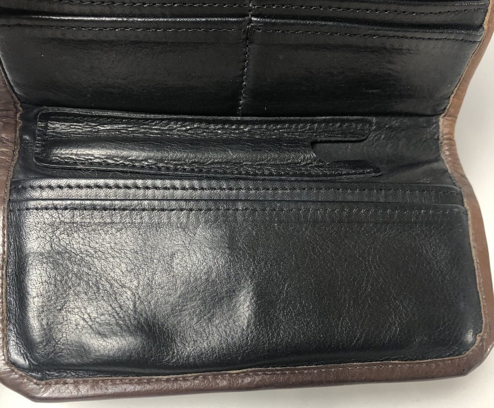 Vtg J Duseu USA Women’s Crossbody Bag Built In Wallet Black Genuine