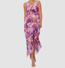 Xscape Women's Pink Floral Print MIDI Dress Petite Size 6P