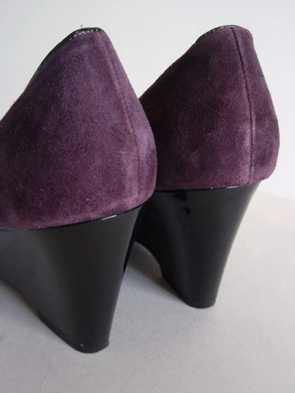 Zapatos de plataforma de cuero gamuza púrpura berenjena LIZ CLAIBORNE para mujer talla 7 1/2 M Foto 3 de 4