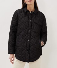 Womens Phase Eight Lola Quilted Coat Size Uk 10 Polka Dot Black Bnwt Rrp £120