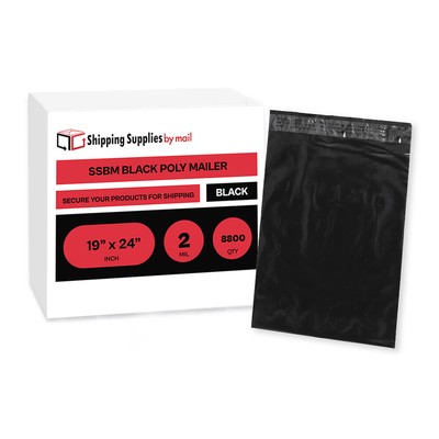 8800 19'' x 24'' Black Poly Mailers Shipping Mailing Envelopes Self Seal 2 Mil
