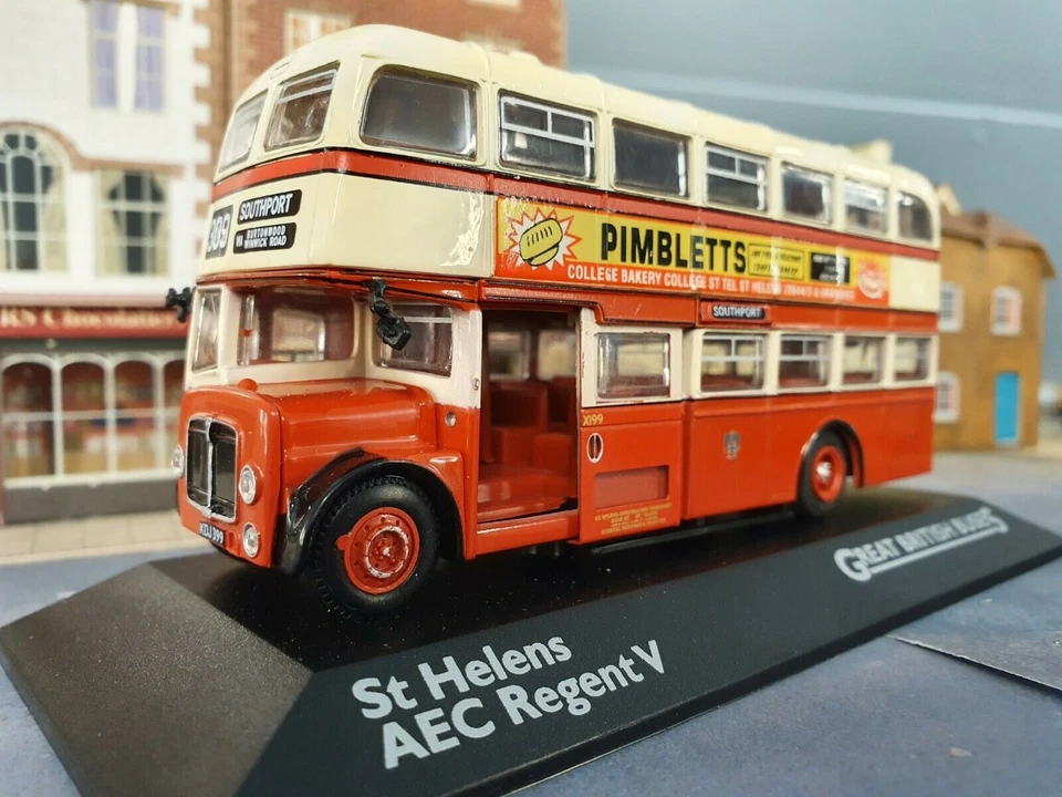 1:76 AEC Regent V 5 St Helens Opening Door 1959 Scale Model Bus Atlas Corgi - Image 2 of 4