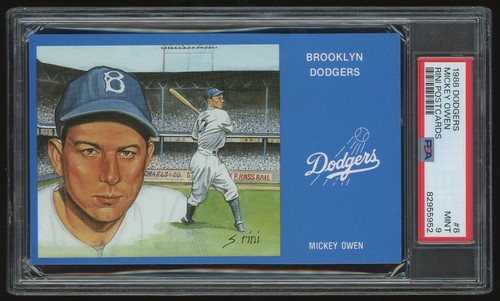 1988 Dodgers Rini Postcards Mickey Owen #8 PSA 9 - Brooklyn Dodgers POP 1