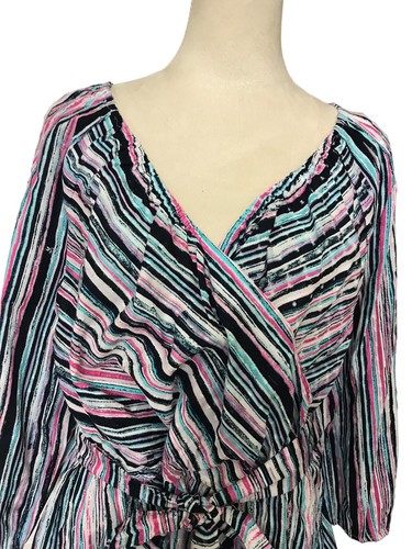 Top Lane Bryant 22/24 righe sovrapposizione elastico cravatta vita peplo cotone ricamato - Foto 2 di 10