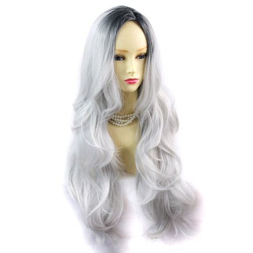 Wiwigs® Wunderschöne Lange Wellige Perücken Blond Grau Blau Braun Dip-Dye Ombre Haare - Bild 31 von 42