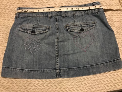 Falda de mezclilla reciclada American Eagle talla 8 adornos cosidos a mano Sashiko - Imagen 3 de 9