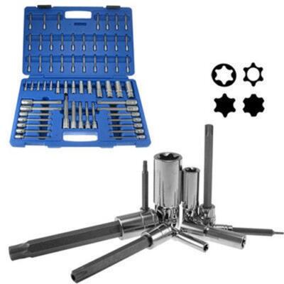 60 Piece Star Tamper Proof Tork Torx Long E Socket Bit Set for Ratchet Wrench
