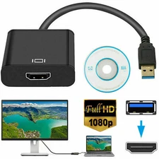 HD 1080P USB 3.0 to HDMI Video Cable Adapter For PC Laptop HDTV LCD Black Silver
