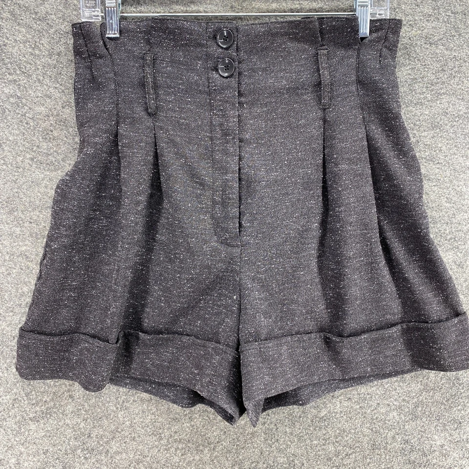 Pantalones Cortos Twenty One Mujer M Gris Medio Tiro Alto Plisados Puños Rayón Informales Foto 4 de 4