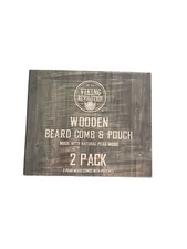 Viking Revolution Wooden Beard Comb & Case Dual Action Fine & Coarse Teeth