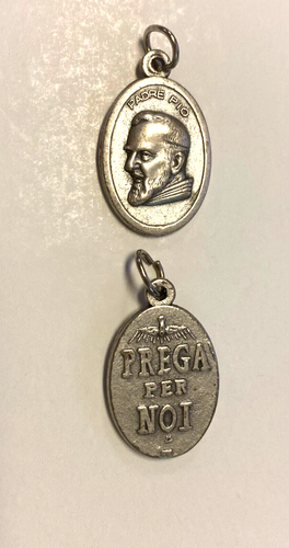 Padre Pio Silver tone oval medal, New from Italy #MD-016 - 第 1/4 張圖片