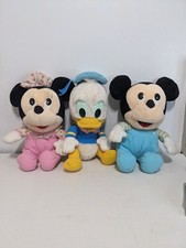 A7 3 Vtg Disney Characters, Baby Plush From Early 90s Mickey Minnie Donald