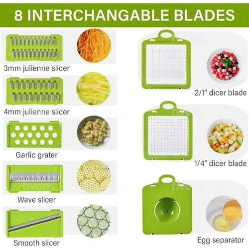 14pc Veggie Chopper Set: Slicer, Grater, Cutter, Container, More - Picture 6 of 6