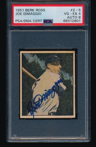 1951 Berk Ross Signed Autographed JOE DiMAGGIO PSA 4 Auto 8
