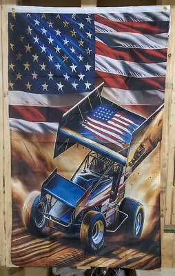 Junk Racing Flag American Dirt Racing Flag FREE SHIP SprintCar Outlaw Man Cave Beer Sign ...