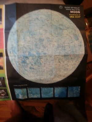 Rand McNally Official Map Of The Moon 1969 - Vintage Apollo - Dial