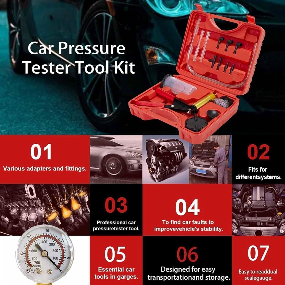 Automotive Vacuum Pump Pressure Tester Kit Car Brake Fluid Bleeder