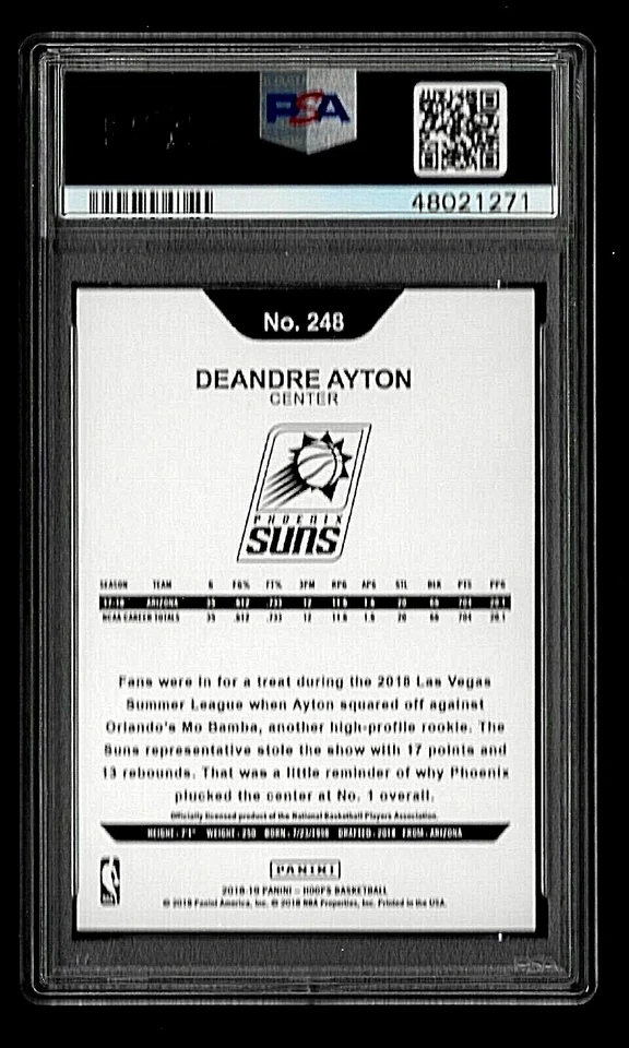 2018 PANINI HOOPS BASKETBALL CARD #248 DEANDRE AYTON RC PSA 10 NBA PHOENIX SUNS - Image 4 of 4