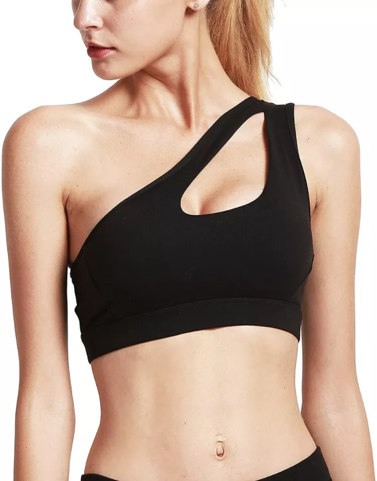 RUNNING GIRL One Shoulder Sports Bra Removable Padded Yoga Top