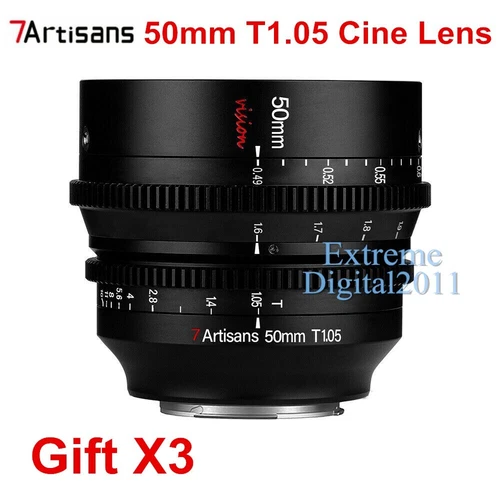 7artisans 50mm T1.05 Long Focus Large Aperture ED Cine Lens for RF R5 R6 Camera