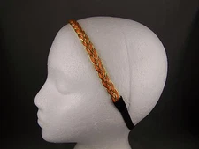Orange Gold braided thin skinny headband hair band accessory braid stretchy