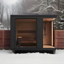 6 Person Traditional Sauna /Shower Combo Oasis Unbranded Heater 6KW Red Cedar