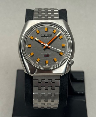 CITIZEN X8 COSMOTRON 4-810171-K 電池ベルト新品 Rare CITIZEN Cosmotron X8 4-810066 Transistorized Orange x Gray