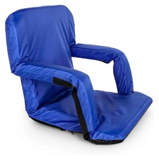 New Camco Portable Armchair Blue Stadium Seat Foldable Padded Cushion Support