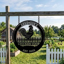 Custom Chicken Coop Sign-Personalized Hen House Metal Wall Art, Farmhouse Family