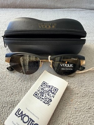 Vogue Eyewear Gigi Hadid Cat Eye Sunglasses Matte Black Gold VO 4105-S  -NEW