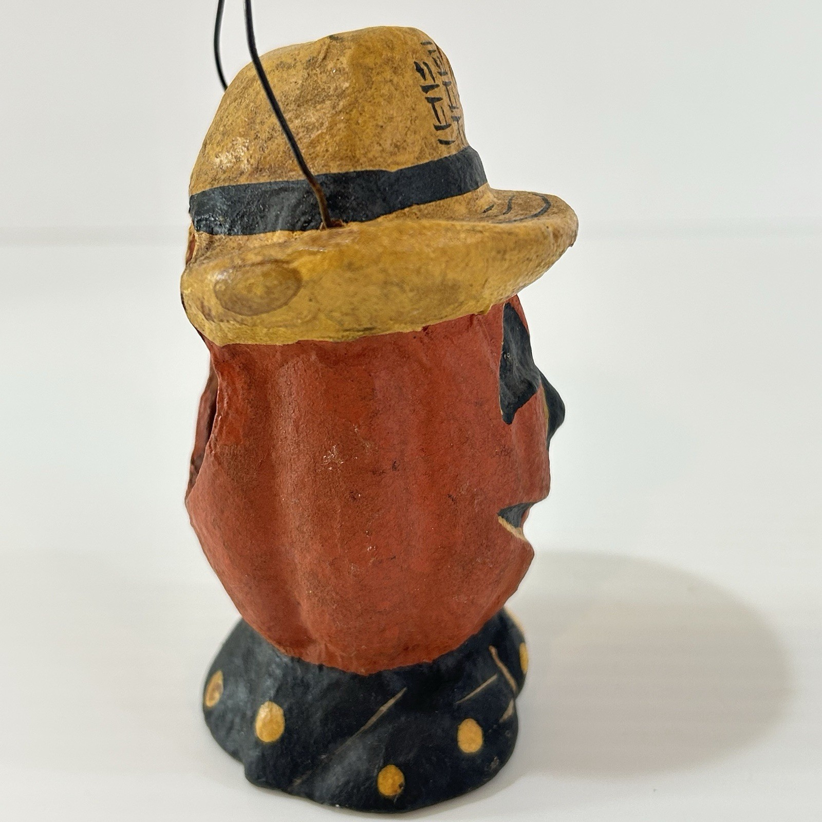 Vintage Inspired Scarecrow Pumpkin Candy Pail Bucket Jack-O-Lantern Paper Mache