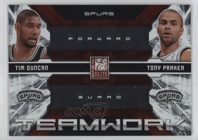 2009 Donruss Elite Teamwork Combos Red /249 Tim Duncan Tony Parker #27 HOF 00y3