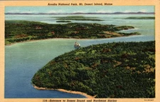 POSTCARD ARCADIA NATIONAL PARK MAINE ENTRANCE TO SOMES SOUND & NORTHEAST HARBOR