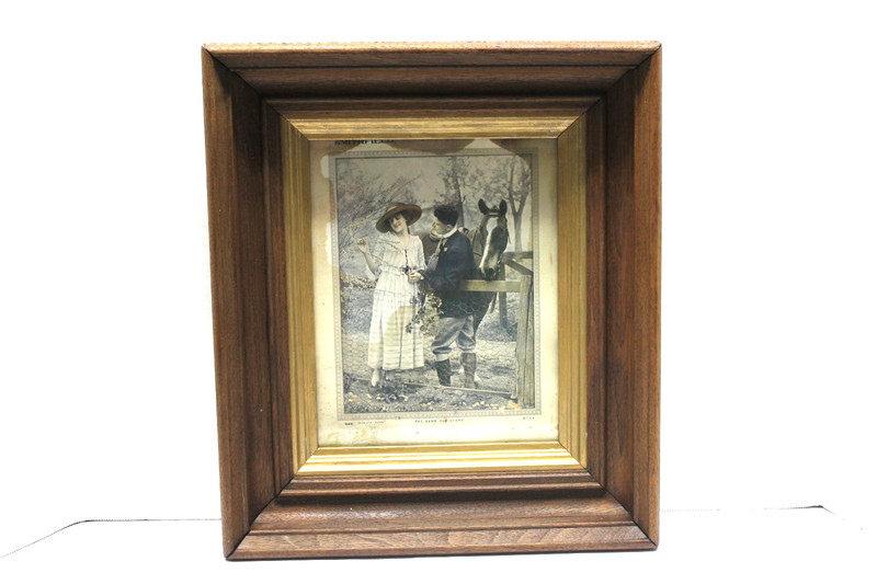 Antique Walnut Deep Picture Photo Frame w/Gold Inner Frame - 15" x 13" x 2.5"