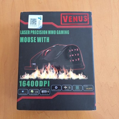 Venus MMO Gaming Mouse 16400 DPI Resolution NOS