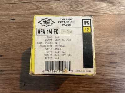 AFA 1/4 FC ALCO ANGLE TYPE THERMO VALVE inlet 1/4'' Outlet 3/8-1/2'' New Old Stock