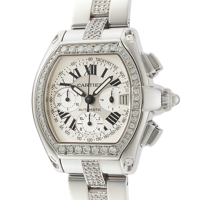 Cartier Roadster Chronograph Diamond Bezel Bracelet Watch W62006X6 TO211047