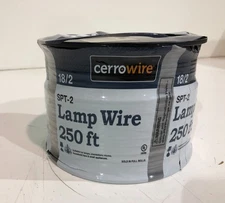 Cerrowire 252-1008G3 250 ft. 18/2 Stranded Lamp Wire, Brown SPT-2
