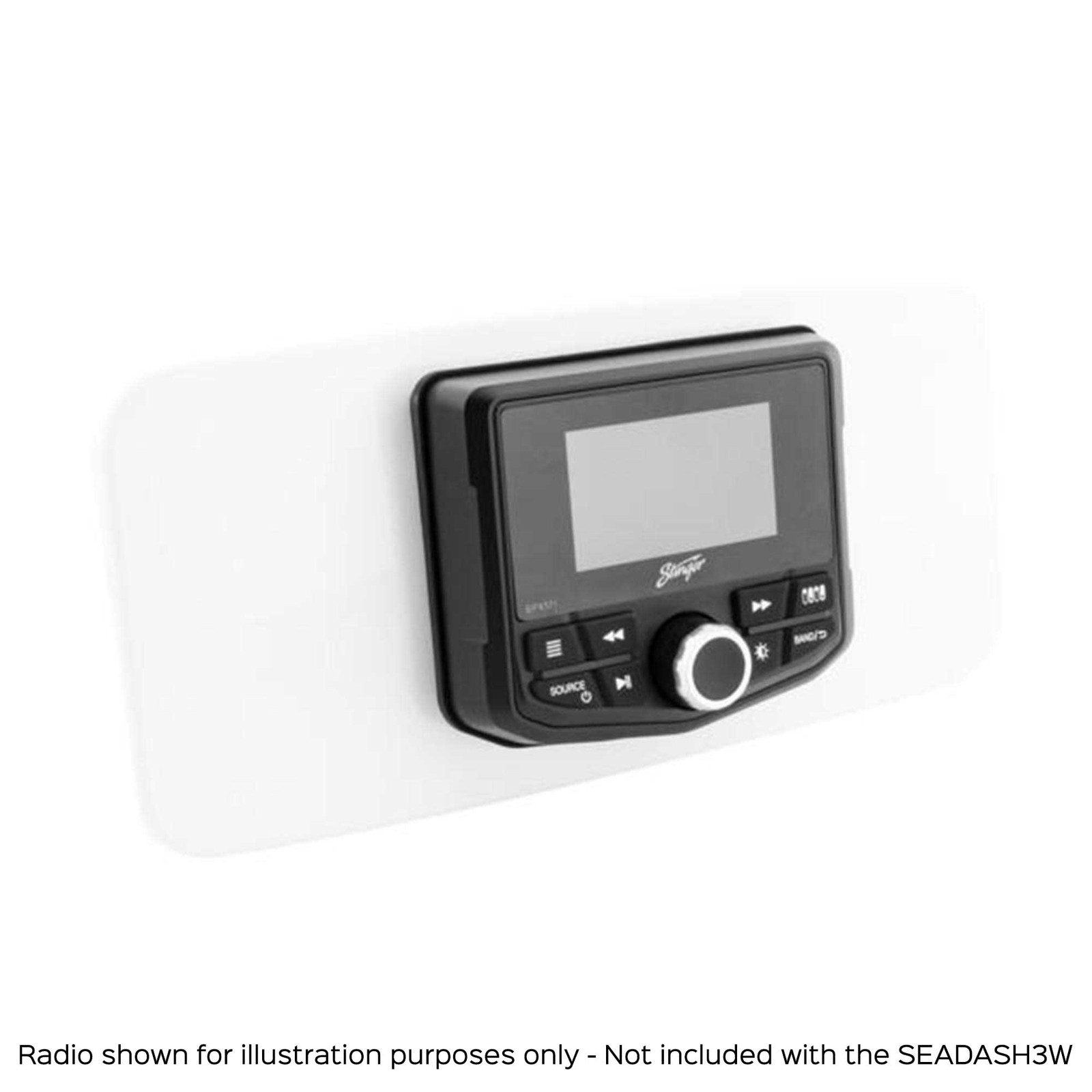 Kicker KMC5 Marine Radio With Stinger Marine SEADASH3W 3" Radio Kit - White