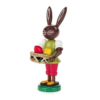 Pinnacle Peak Easter Bunny Rabbit with Basket of Eggs German Wood Figurine