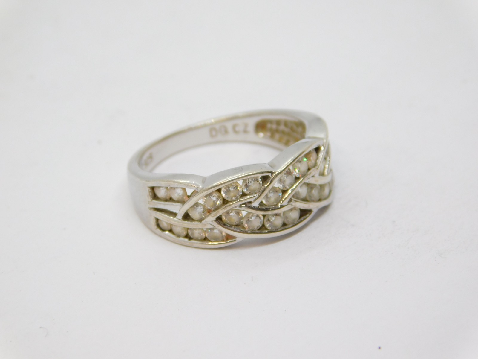 Sterling Silver Multi-Stone CZ Patterned Band Rin… - image 2