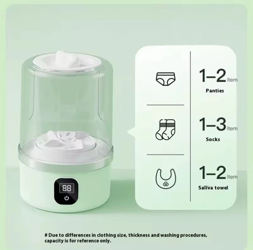 Portable Mini Washing Machine Small Laundry Washer Clothes Clean 1L Deep Clean - Image 2 of 4